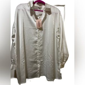 Plain white Silk Long sleeve shirt , from MISSGUIDED